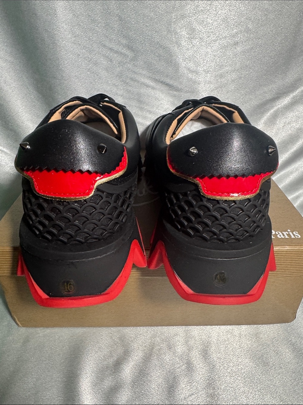 Christian Louboutin Loubishark Sneakers in Black Leather🔥New! Size: 12 - Picture 10 of 12